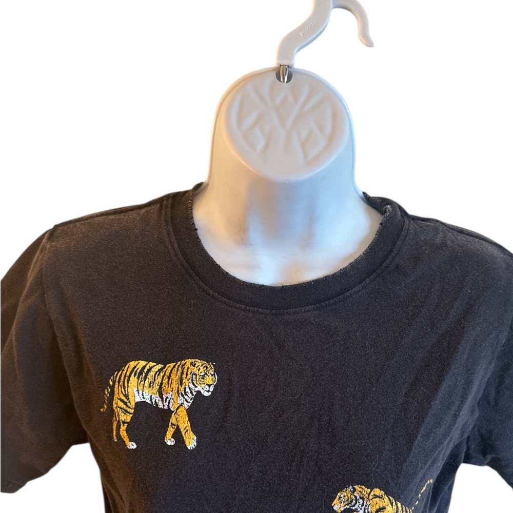 Zutter Tiger Graphic Tee Size Small Washed Black Short Sleeve Relaxed Fit Soft - Picture 4 of 11